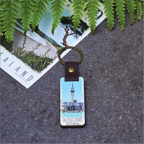 Bamboo Keyring Printed: Auckland 2 (Sky Tower) Keyrings + Keychains