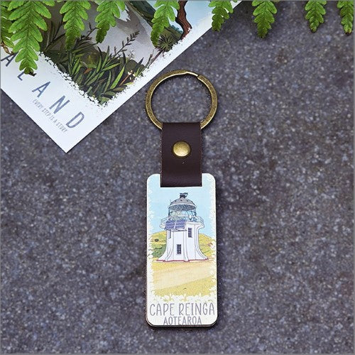 Bamboo Keyring Printed: Cape Reinga Keyrings + Keychains