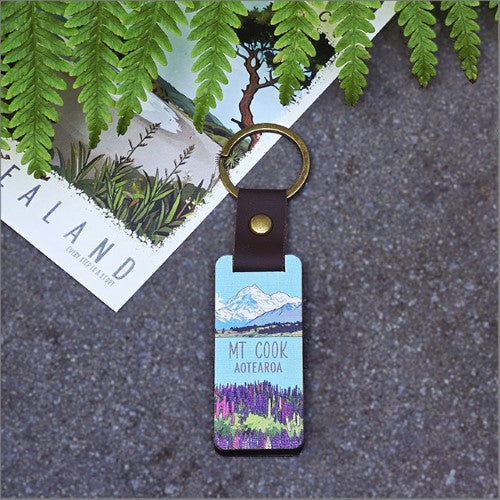 Bamboo Keyring Printed: Mount Cook Keyrings + Keychains