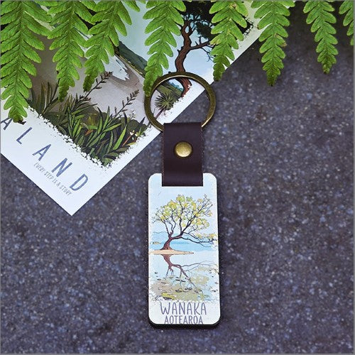 Bamboo Keyring Printed: Wanaka (lake) Keyrings + Keychains