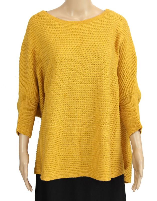 London Ribbed Sweater Top - MUSTARD