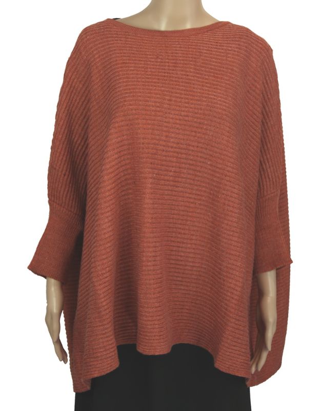 London Ribbed Sweater Top - RUST