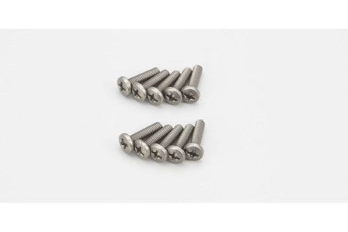 Pack of 8 M3x12 titanium screws for enhancing durability and performance of Kyosho RC models.
