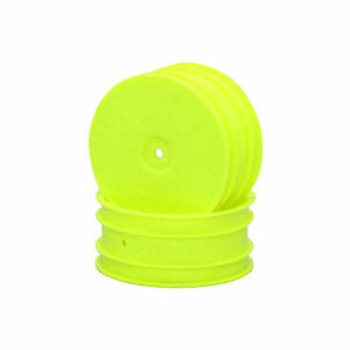 Kyosho 1/10 4WD FR Wheel in vibrant yellow, 56mm, engineered for traction and durability in RC vehicles.