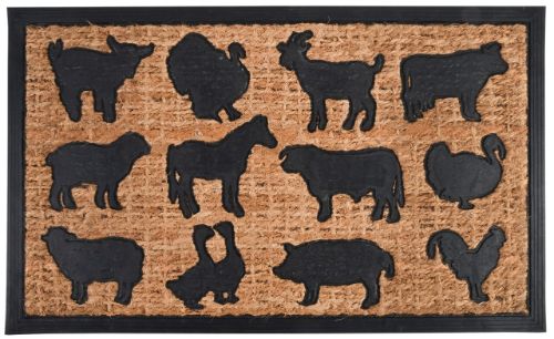 Rubber / Coir Doormat - Farm Animals (75.5cm)