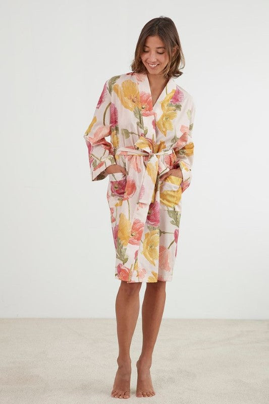 Bathrobe / Robe - Poppies Pink (L/XL) - BAKSANA