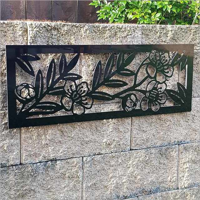 Large Panel Manuka Black wall art (790mm) showcasing New Zealand's flora, perfect for indoor or outdoor display.