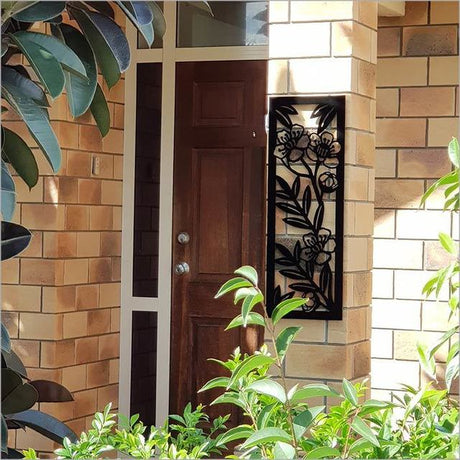 Large panel wall art featuring a Manuka design, perfect for indoor and outdoor spaces, made from durable aluminum composite material.