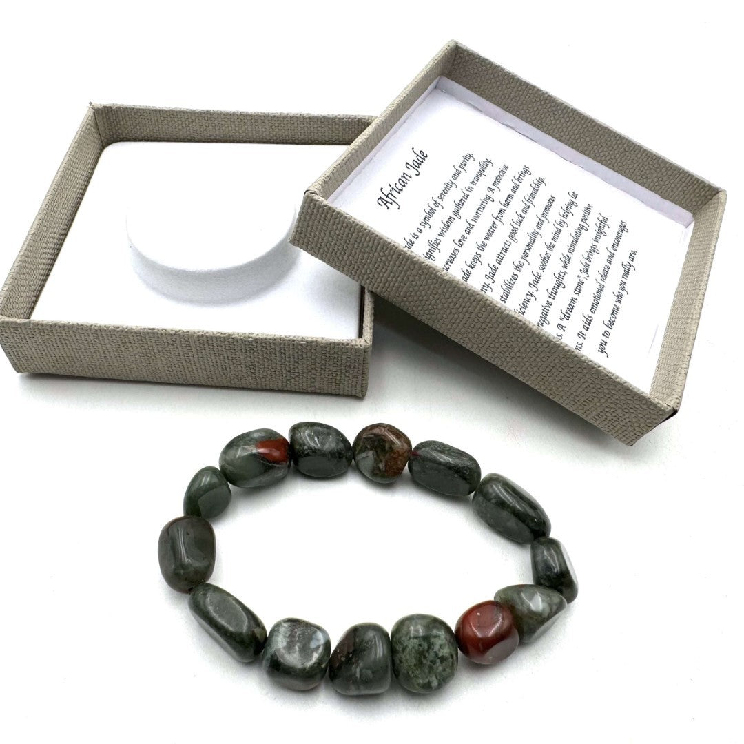 Large Beaded Bracelet - African Jade (14 x 11mm)