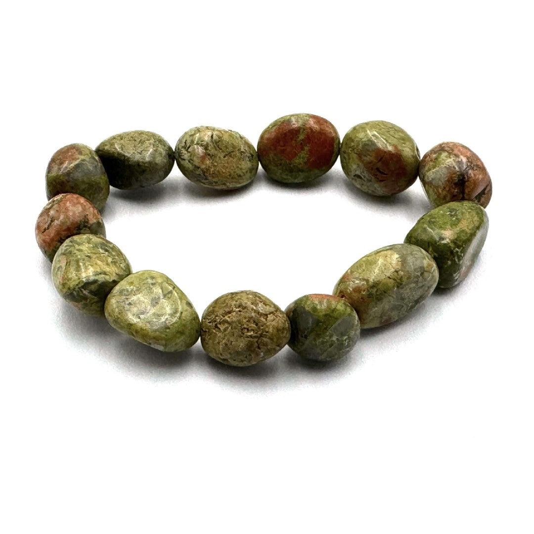 Large Beaded Bracelet - Dark Unakite (14 x 11mm)