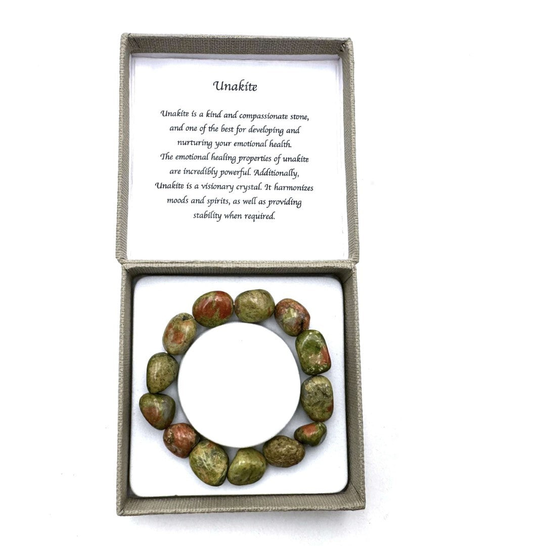 Large Beaded Bracelet - Dark Unakite (14 x 11mm)