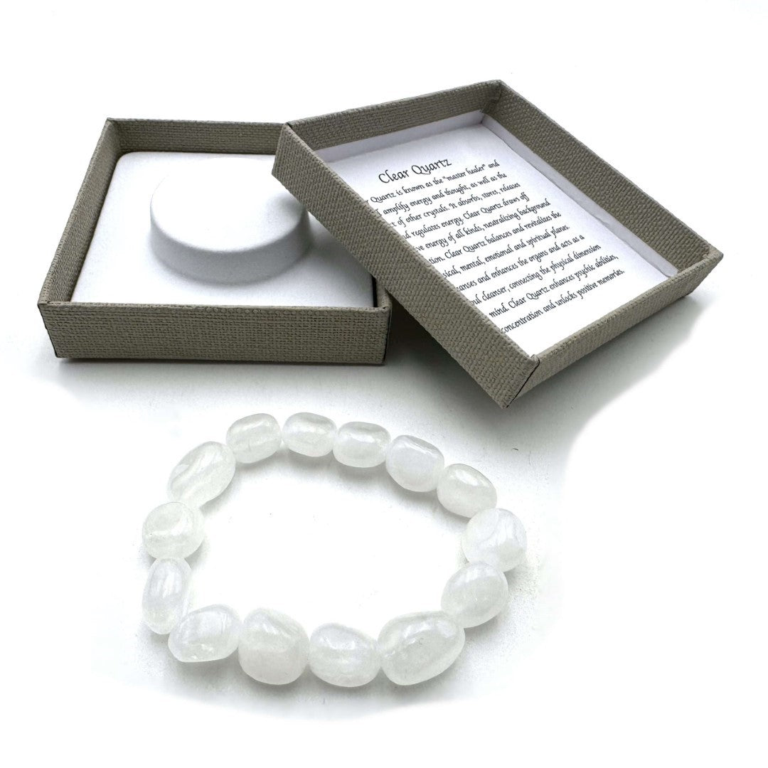 Large Beaded Bracelet - Dark Clear Quartz (14 x 11mm)
