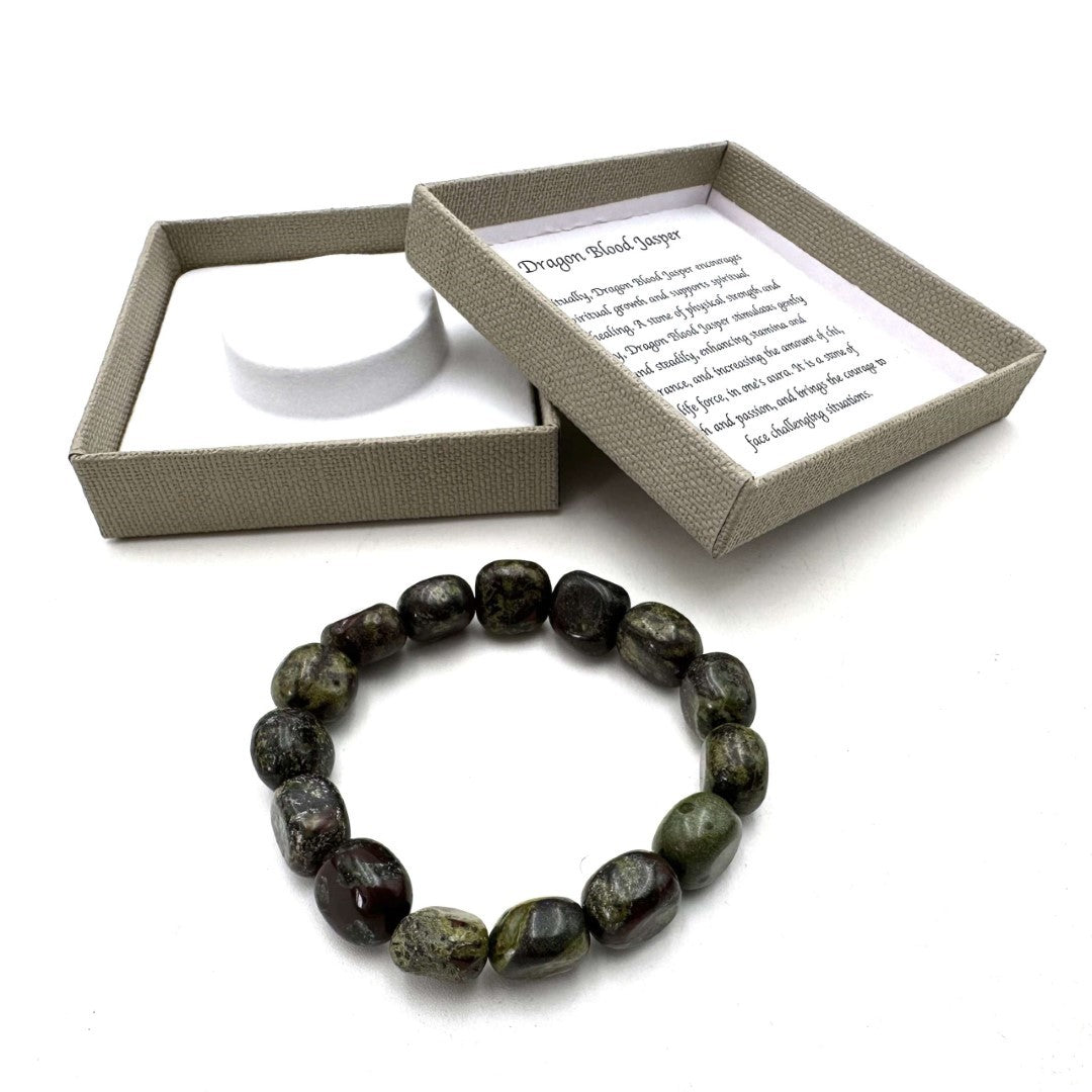 Large Beaded Bracelet - Dragon Blood Jasper (14 x 11mm)