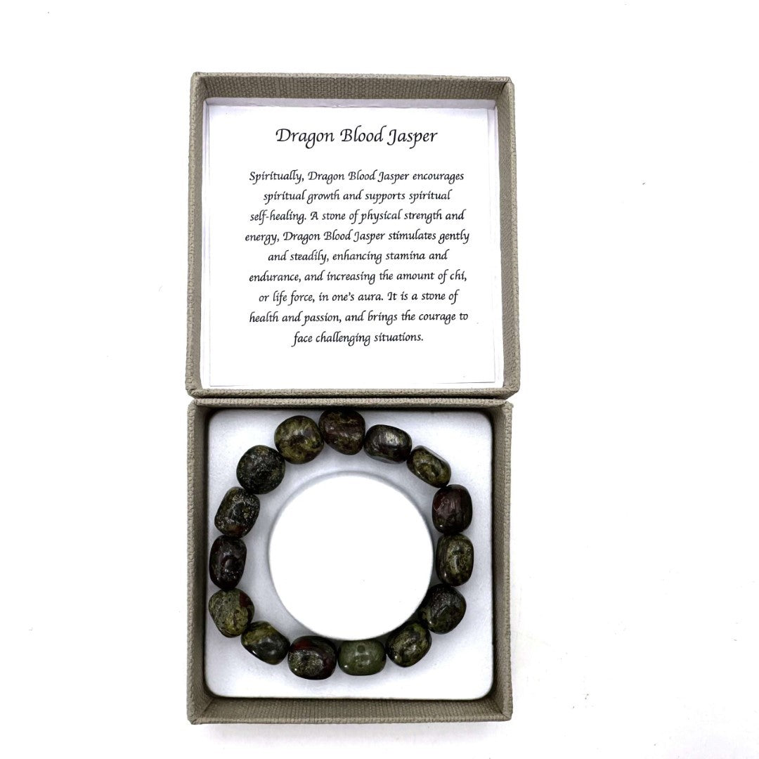 Large Beaded Bracelet - Dragon Blood Jasper (14 x 11mm)