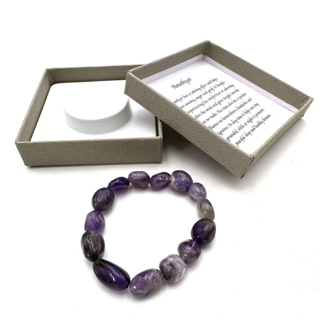 Large Beaded Bracelet - Amethyst (14 x 11mm)
