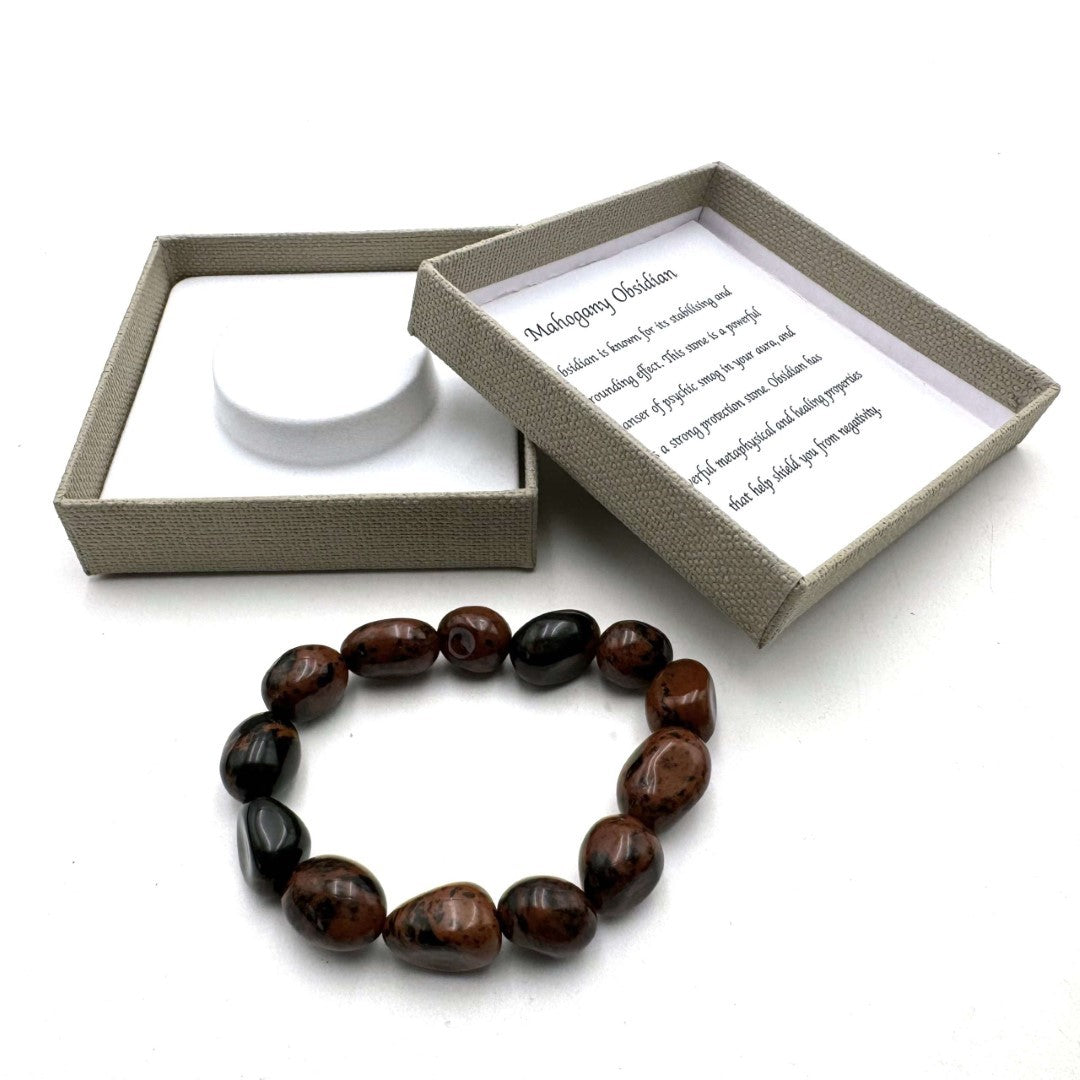 Large Beaded Bracelet - Mahogany Obsidian (14 x 11mm)