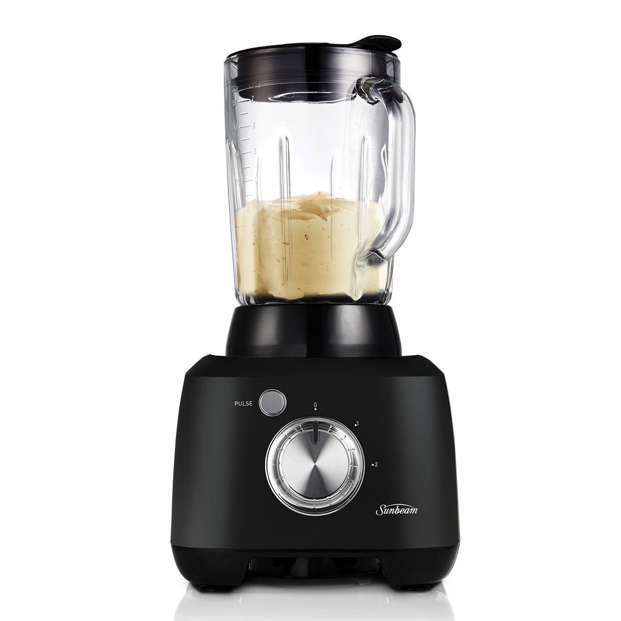 Sunbeam Black Multi Processor with 1.5L glass blender, 2L bowl, and versatile blades for efficient meal prep.