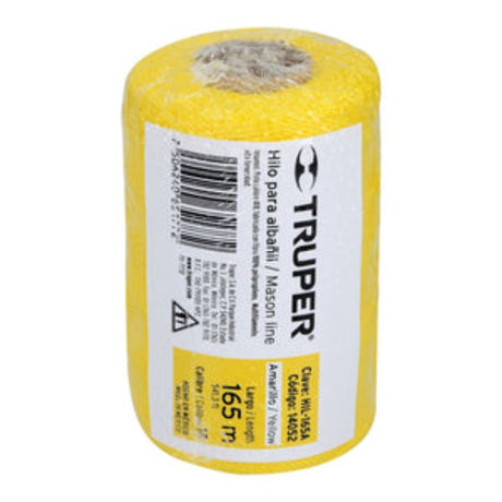 Bright yellow 165m builders line made from durable polypropylene, ideal for construction, landscaping, and DIY projects.