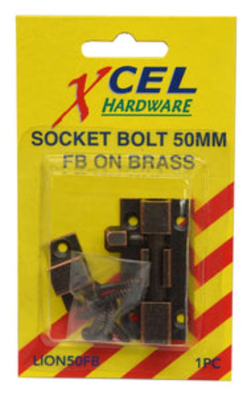 Socket Bolt - FB on Brass 50mm, durable, corrosion-resistant, stylish bronze finish, easy installation, ideal for door security.