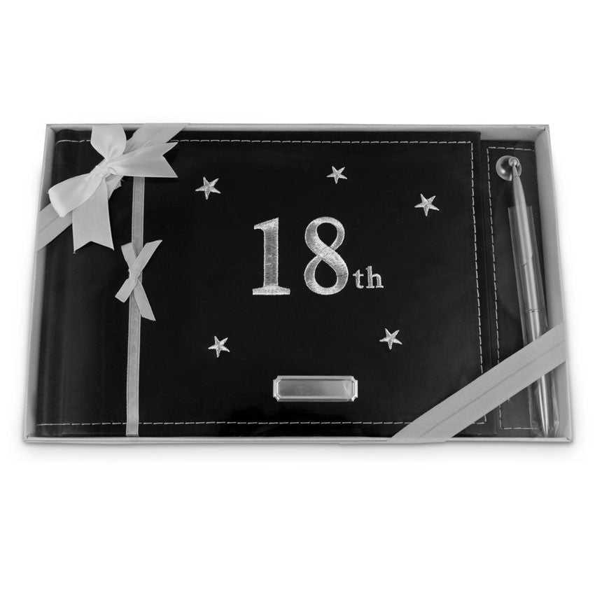 18th Guest Book with Pen - Silver
