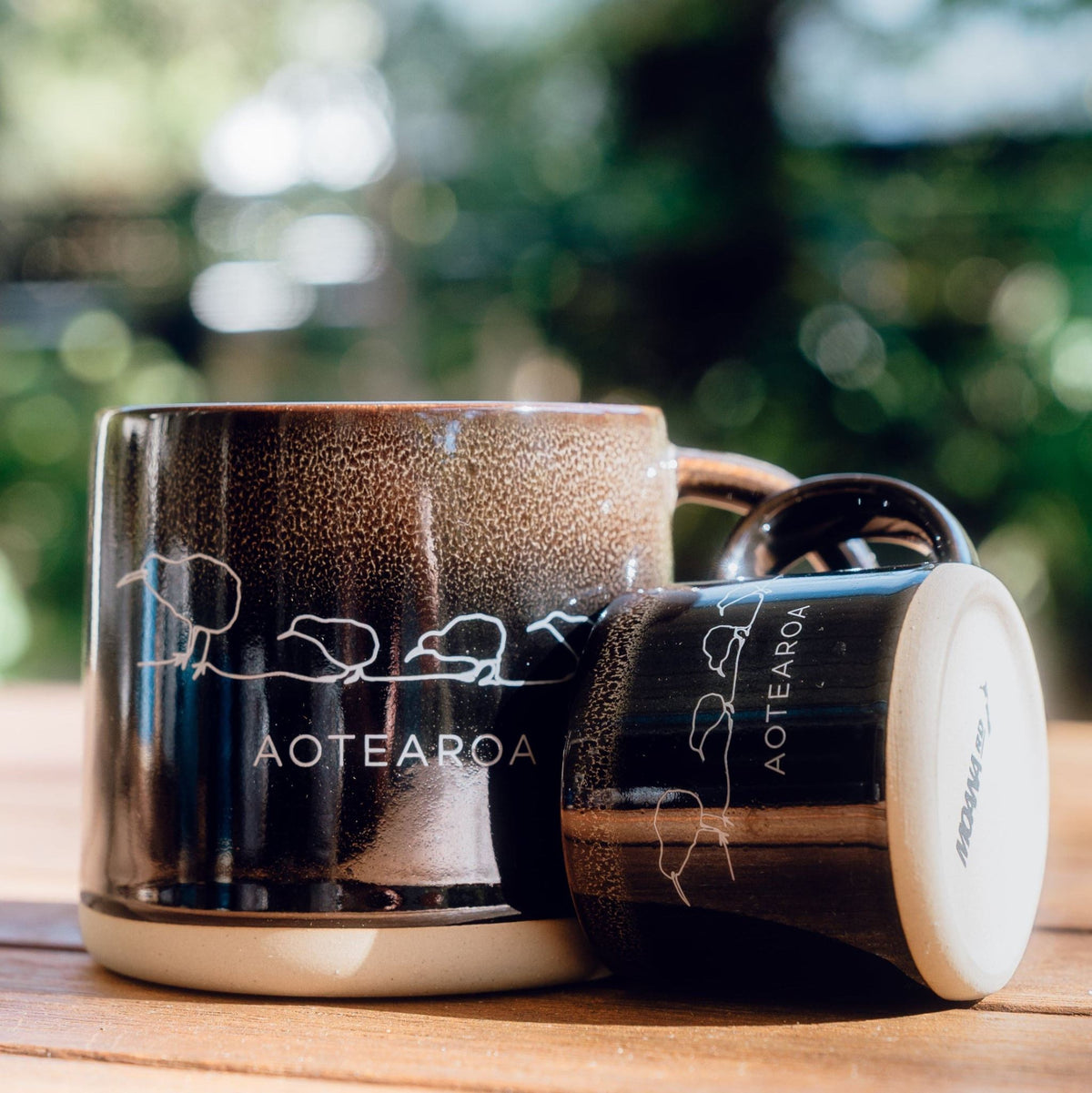 Moana Road - Kiwi Ceramic Espresso Mug - Black - 2 units