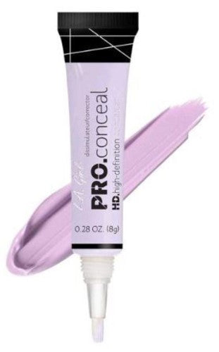 LA Girl Pro Concealer in Lavender, providing opaque, crease-resistant coverage for dark circles and skin imperfections.