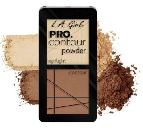 LA Girl Pro Contour Powder in Light with coordinated shades for a flawless, sculpted look and natural finish.