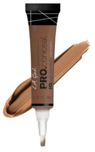 LA Girl Pro Concealer in Espresso for crease-resistant, opaque, lightweight coverage; perfect for dark circles and skin imperfections.