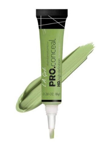 LA Girl Pro Concealer in Green Corrector neutralizes redness with creamy, lightweight texture for flawless, natural-looking skin.