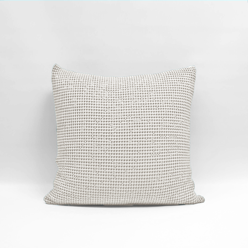 Silver Euro pillowcase by Baksana featuring deep waffle texture, made from 100% OEKO-TEX® cotton with zip closure.