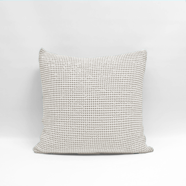 Silver Euro pillowcase by Baksana featuring deep waffle texture, made from 100% OEKO-TEX® cotton with zip closure.