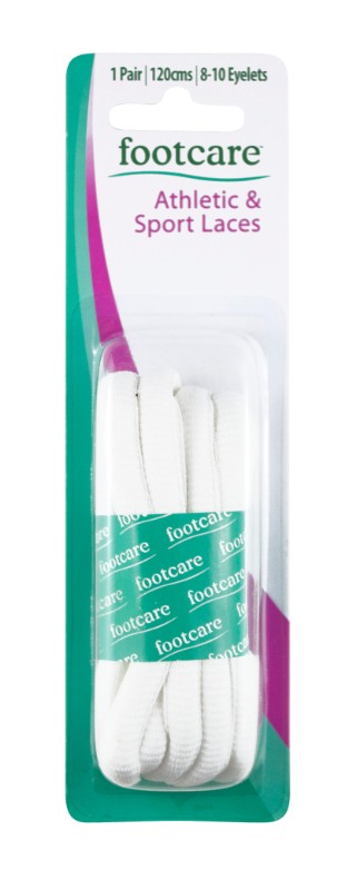 Footcare Shoe Laces 120cm White Athletic