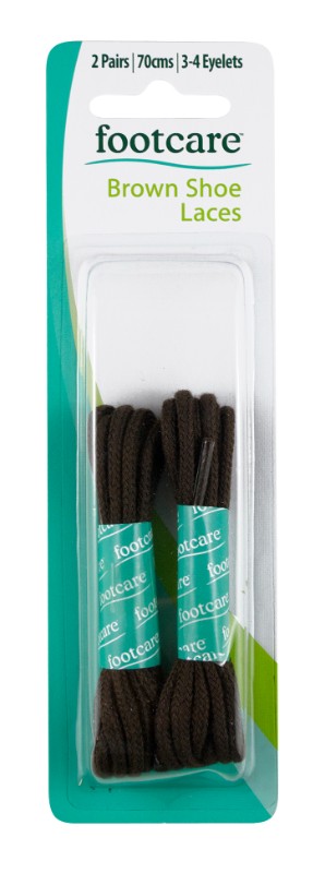 Footcare Shoe Laces 70cm Brown Round 2P