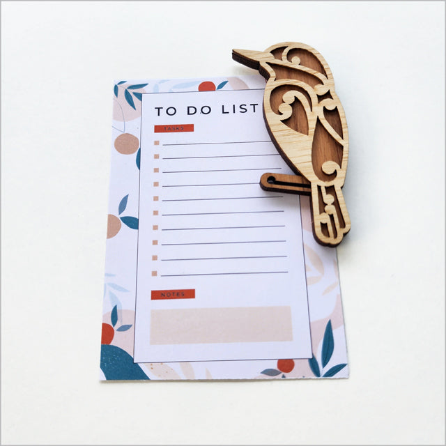 Magnet - Koru Kingfisher NZ Rimu and Bamboo Veneer (5cm x 7.8cm)