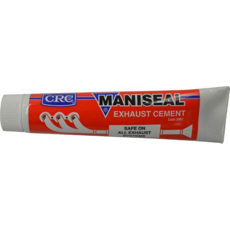 CRC Maniseal Exhaust Cement 142gm tube for durable, heat-resistant sealing of mufflers and tailpipes in all vehicles.
