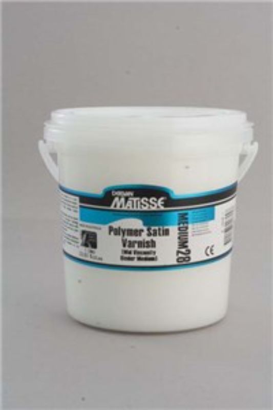 Matisse MM28 Polymer Satin Varnish 1L for a durable satin finish on acrylic paintings, perfect for artists and hobbyists.