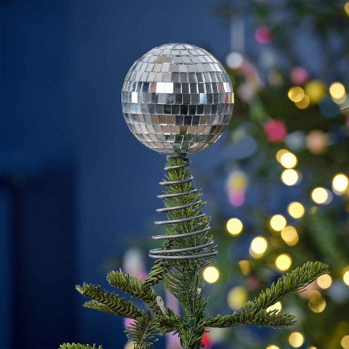 Merry & Bright Silver Disco Ball Tree Topper