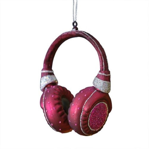 Whimsical headphone ornament for Christmas trees, eco-friendly and perfect for music lovers, measuring 9.5cm x 4.8cm.