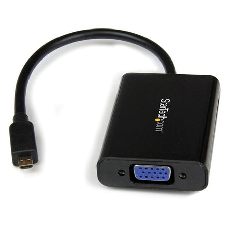 Micro HDMI to VGA Female Adapter with Audio, 1080p for clear visuals and sound in presentations and media sharing.