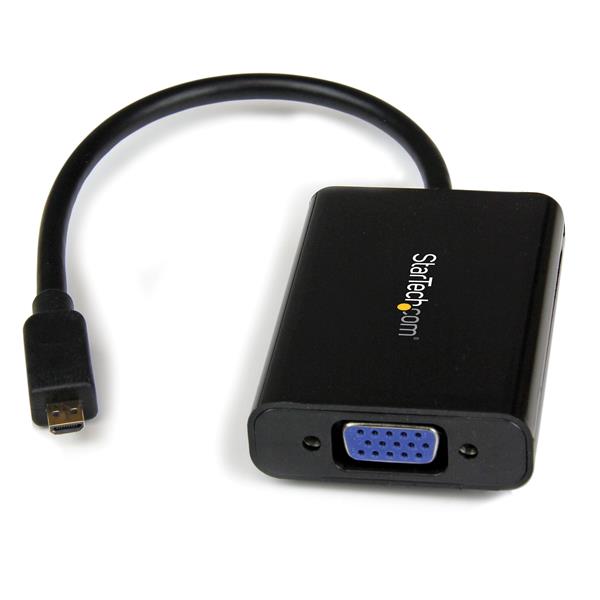 Micro HDMI to VGA Female Adapter with Audio, 1080p for clear visuals and sound in presentations and media sharing.
