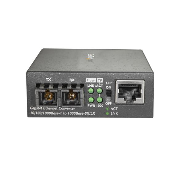 High-speed multimode SC fiber Ethernet media converter bridge enabling data transmission up to 1000Mbps over 550m.