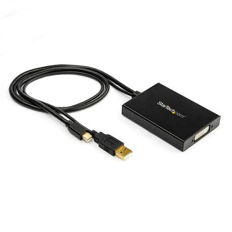 Mini DisplayPort to Dual-Link DVI adapter with USB power, supports 2560x1600 resolution for seamless device connectivity.