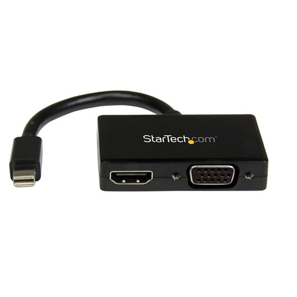 Compact 2-in-1 Mini DisplayPort to HDMI/VGA adapter for seamless travel connectivity and high-quality video output.