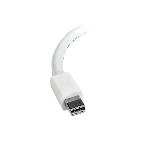 Mini DisplayPort to HDMI adapter in white, supporting 1920x1200 resolution and audio pass-through for versatile connectivity.
