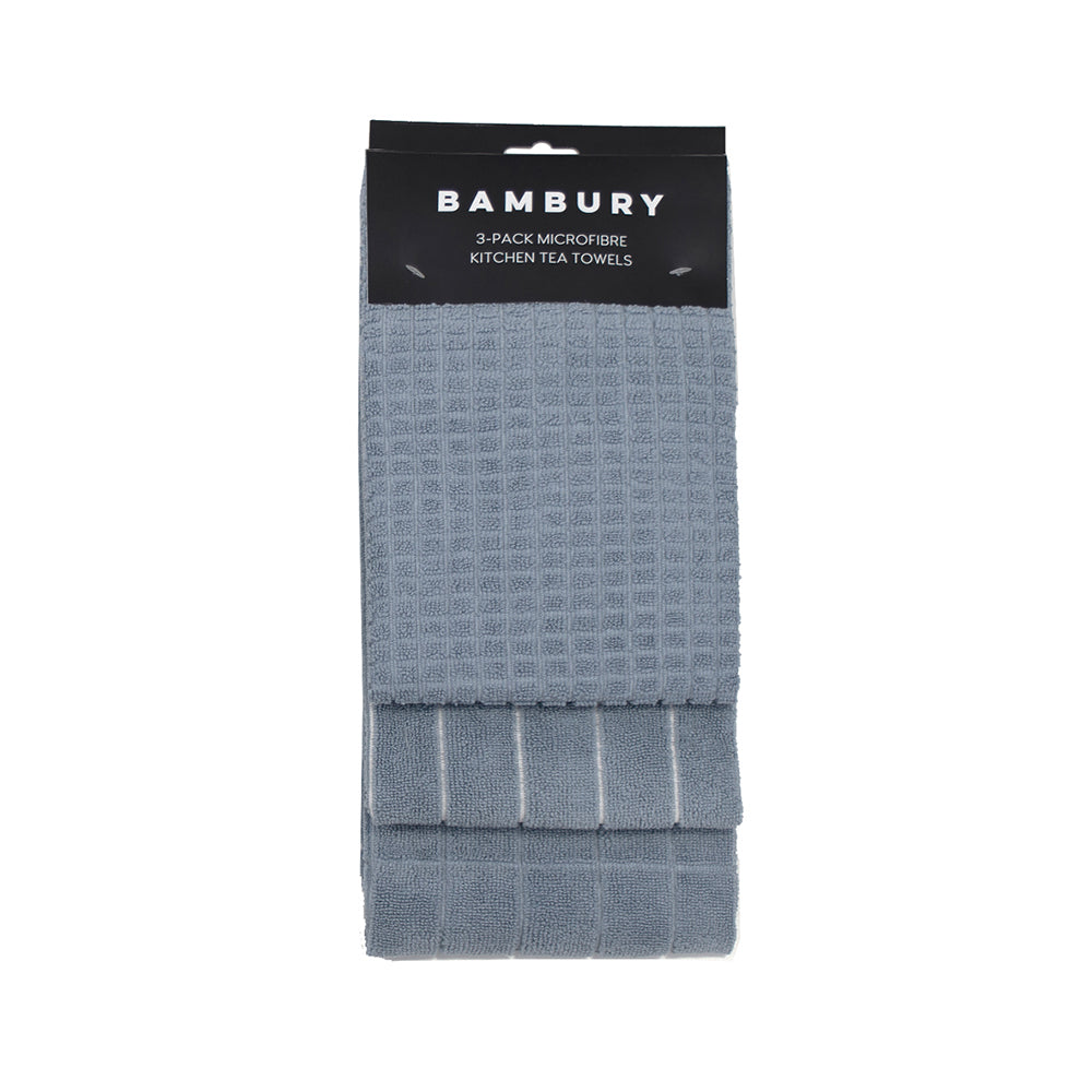 Microfibre 3pc Kitchen Towel Set Blue- Bambury