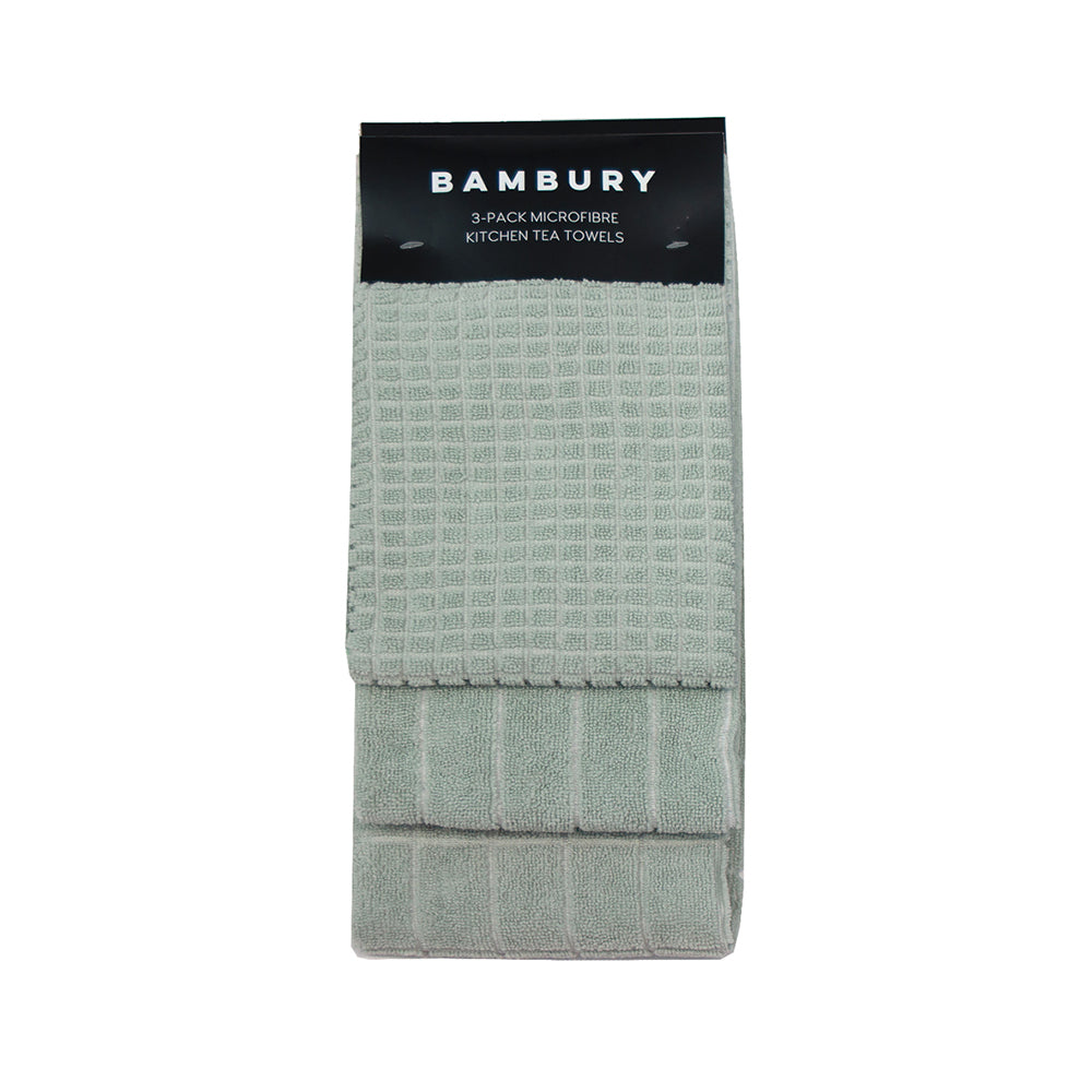 Microfibre 3pc Kitchen Towel Set Sage- Bambury