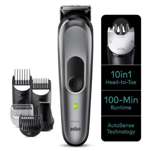 Braun MGK7420 10-in-1 Style Kit with ultra-sharp blade for comprehensive beard, body, and hair grooming.