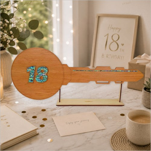 18th Key – Rimu+ Paua (60mm Numbers) Milestone Key