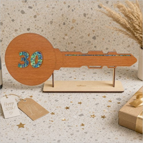 30th Key – Rimu+ Paua (60mm Numbers) Milestone Key