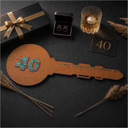 40th Key – Rimu+Paua (60mm Numbers) Milestone Key